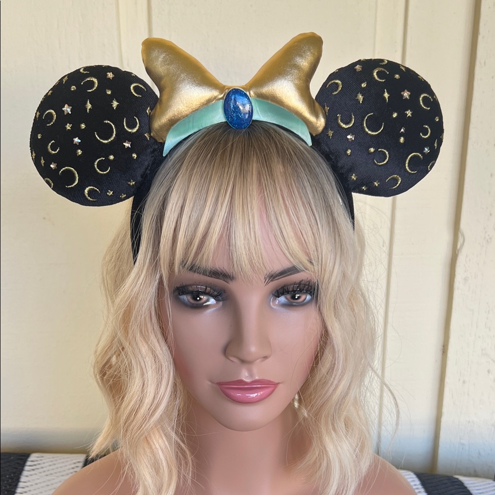 Celestial Black and Gold Mouse Ears Headband - Picture 1 of 9